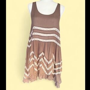 Free People Intimately Polka Dot Sleep Top - Brown with Cream Dots